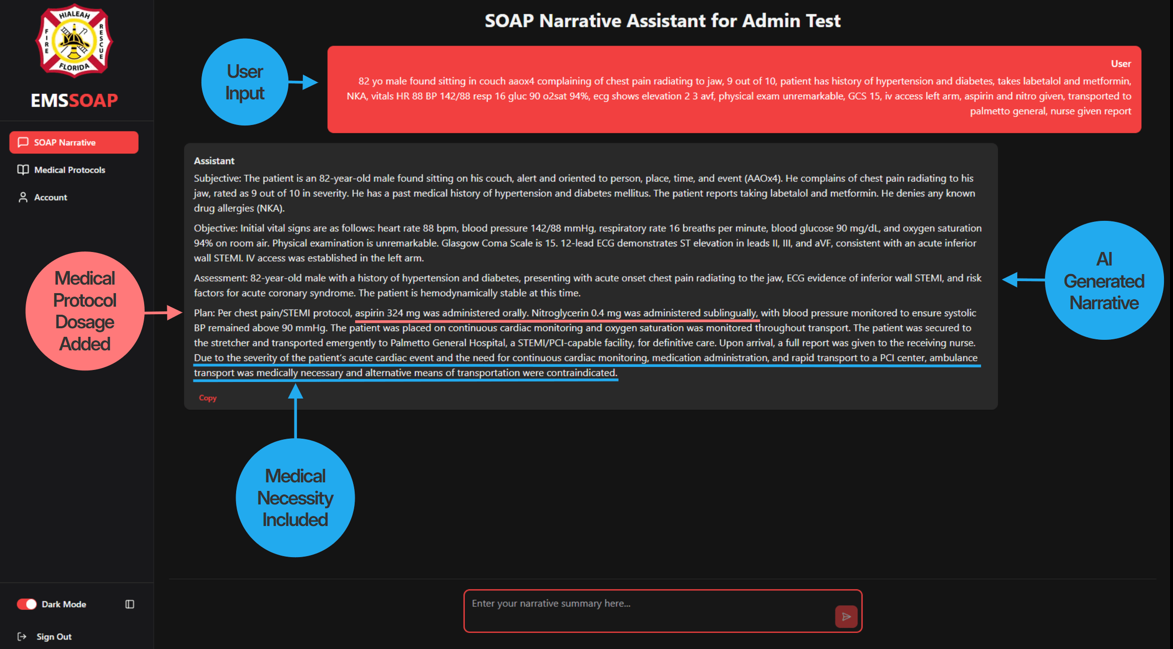 A mockup of the billing narrative feature