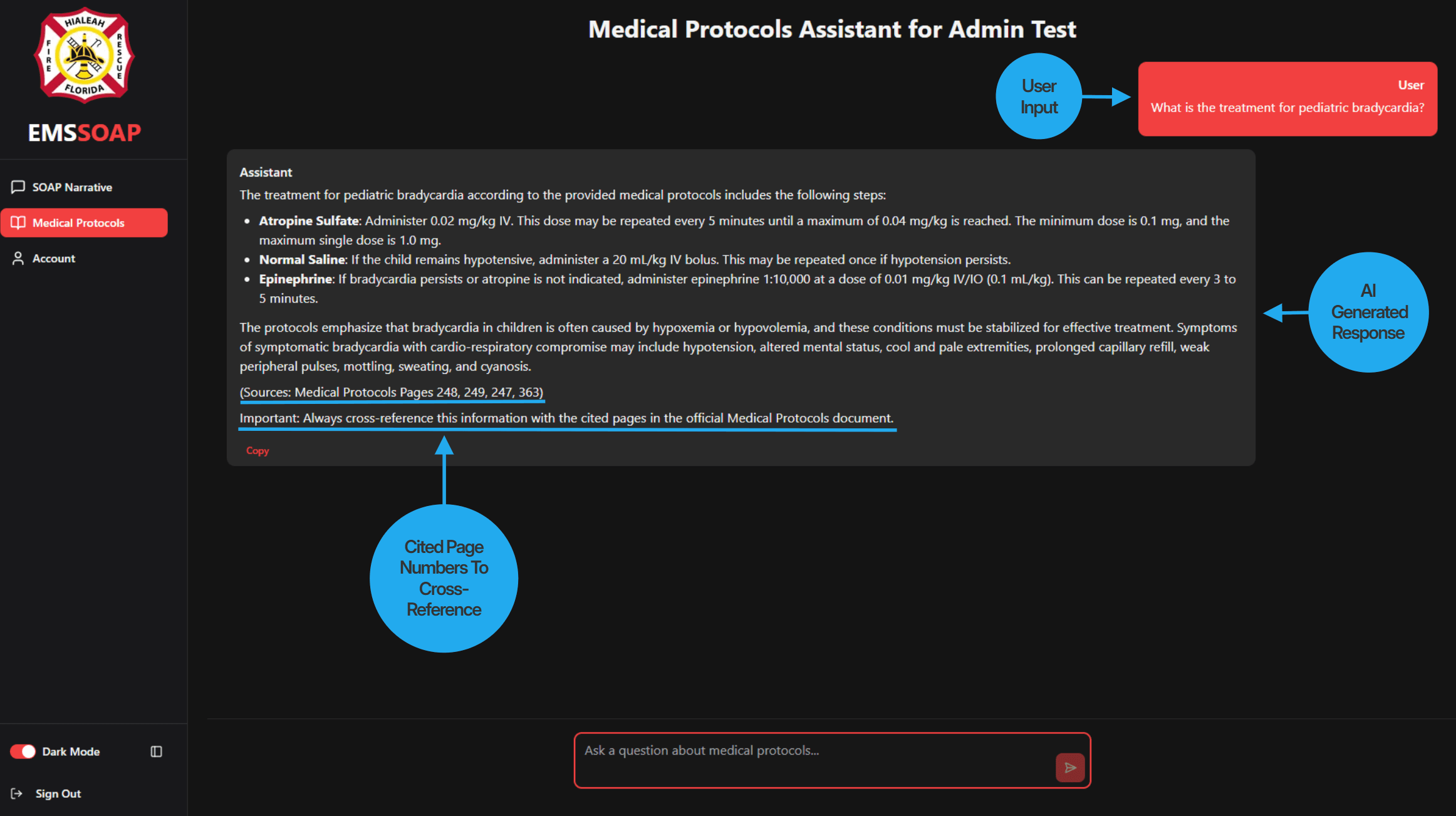 A mockup of the medical protocol feature